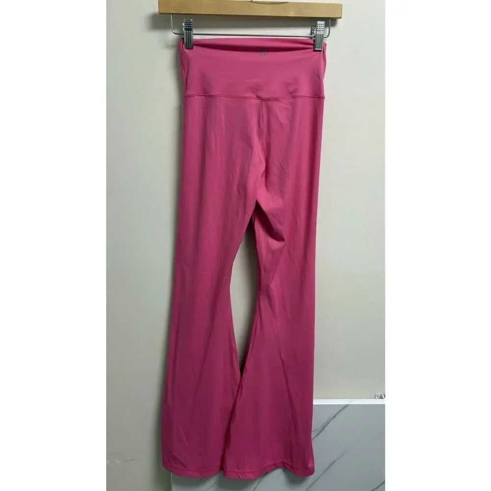 Simply Southern Womens Pink Flare Leggings Crossover Waist XS S Stretch - Picture 2 of 4